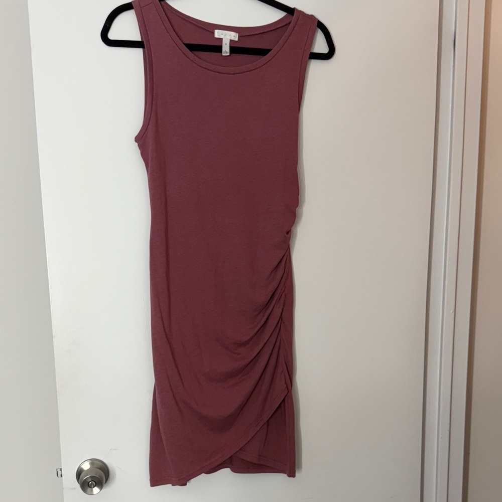 Leith Mauve Asymmetrical Ruched Sheath Dress